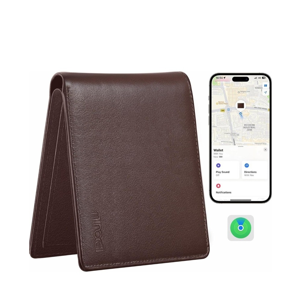 Wallet for Men Built-in Anti-Loss Tracker, Real-Time Tracking Smart Bifold, RFID
